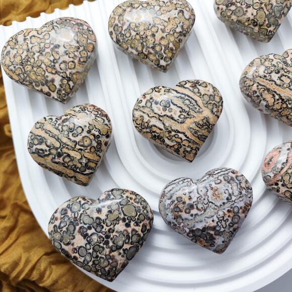 Leopard Skin Jasper Heart Crystal Carving Strength Crystals - Picture 2 of 9
